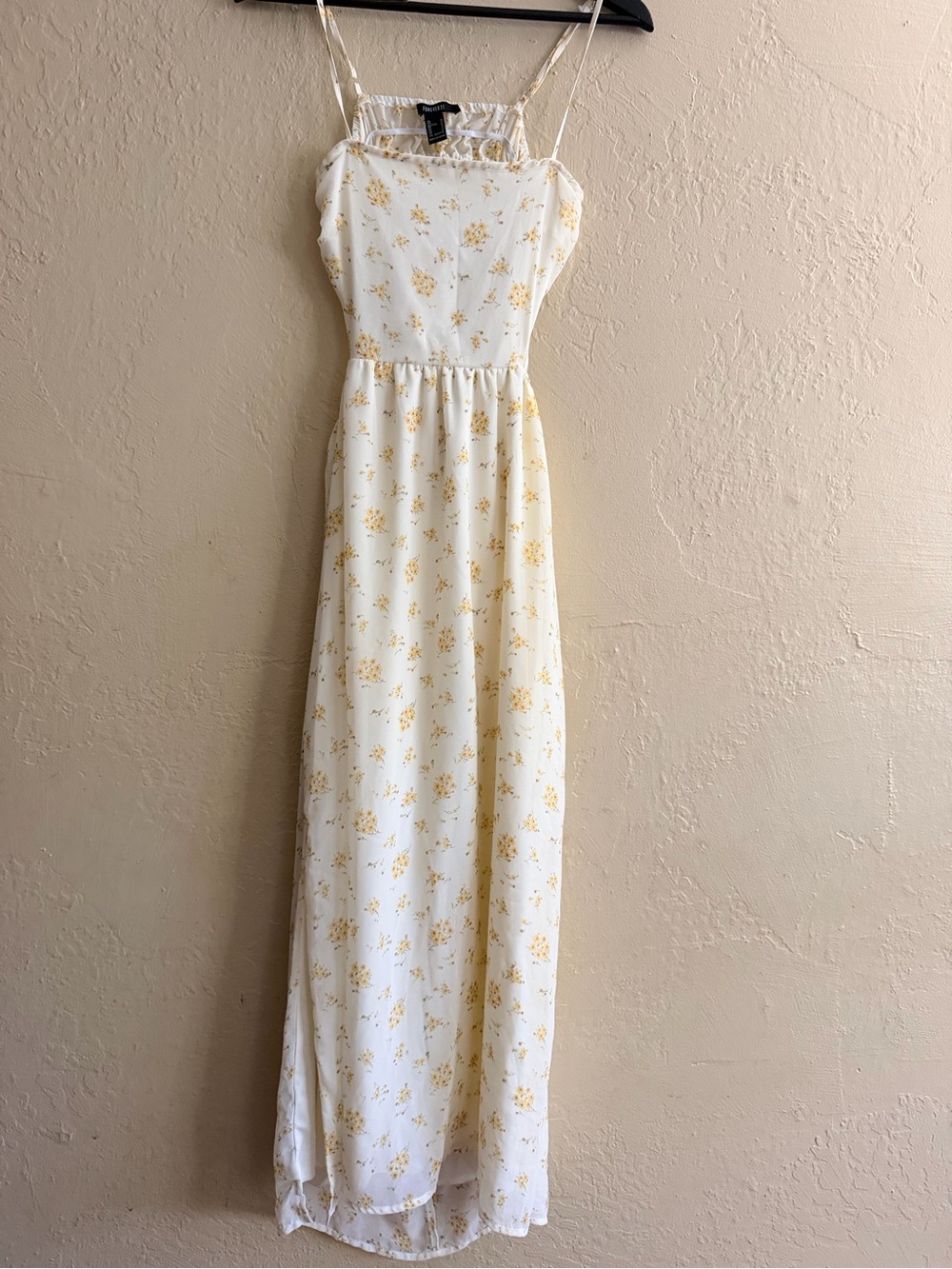 Forever 21 Cream Maxi Dress with Yellow Floral Print